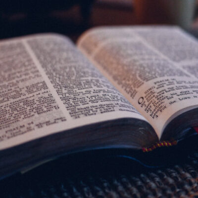 Open bible with red bookmark