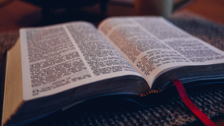 Open bible with red bookmark