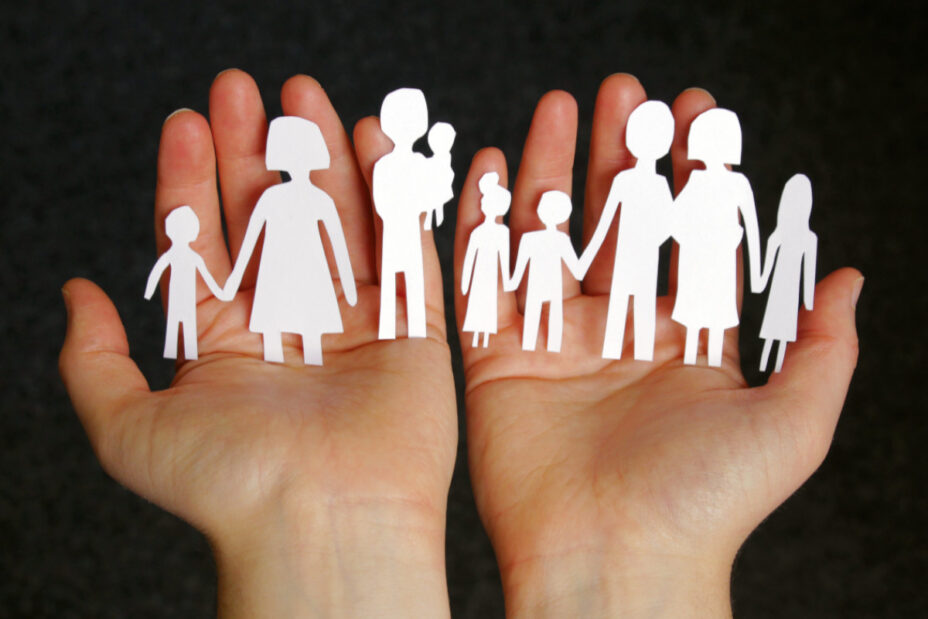 BRF hands with cutouts of a family