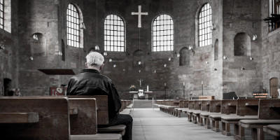 A man sitting in a church
