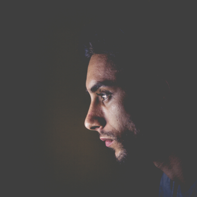 A man looking at a light