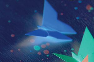 Blue and green paper butterflies