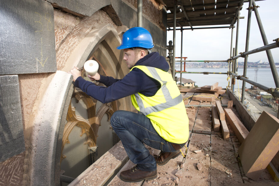 stonemason on a church restoration