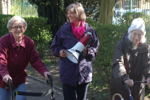 Debbie Thrower on Anna Chaplaincy sponsored walk in Alton with two older ladies