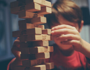 A child playing Jenga