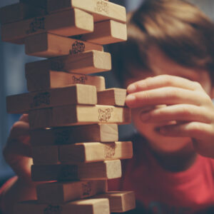 A child playing Jenga