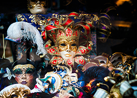 Assorted colour masquerade mask collection